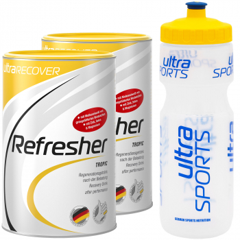 ultraSPORTS Refresher Drink | ultraRECOVER | 2 x 500 g + Flasche