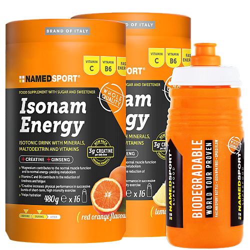 NAMEDSPORT Isonam Energy Drink Aktion | 2 Dosen + Flasche