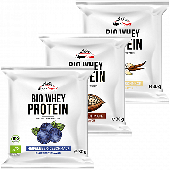 PLUSARTIKEL | 3 x 30 g Beutel | AlpenPower Whey Protein Shake | DE-KO-006