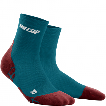 CEP Run Ultralight Short Cut Compression Socks Damen | Petrol Dark Red
