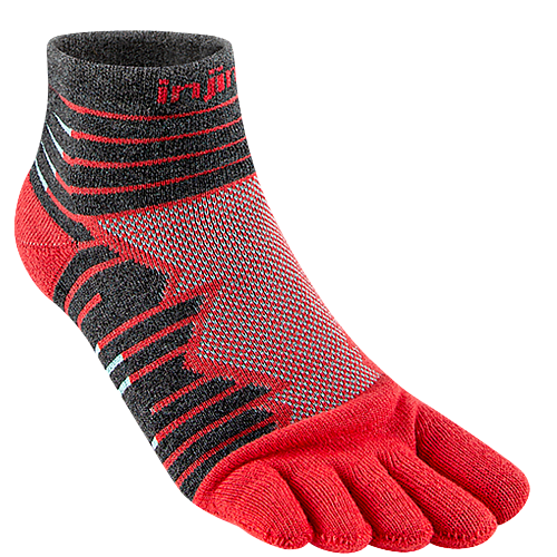 Injinji Ultra Run Mini-Crew Zehensocken | Lava Red | Mitteldick