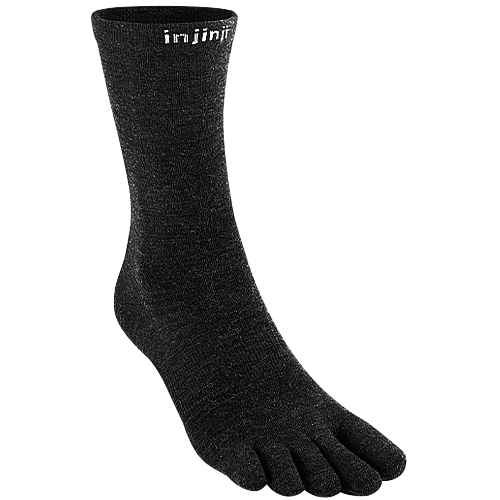 Injinji Liner Merino Crew Zehensocken | Slate Dark Black | Ultrad�nn