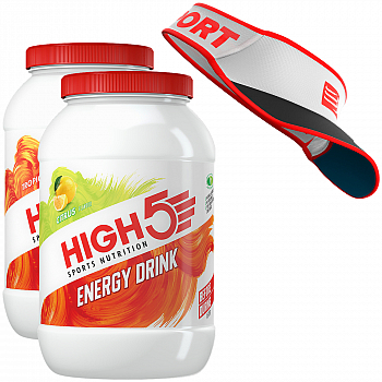 HIGH5 Energy Drink | 2 x 2200 g Dose & Compressport Ultralight Visor
