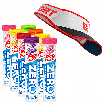 HIGH5 Zero Electrolyte Drink | 8 x 80 g Rhrchen & Compressport Ultralight Visor