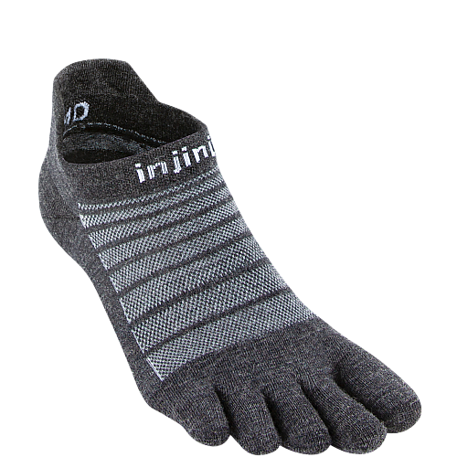 Injinji Run Lightweight No Show Merino Zehensocken | Slate Grey | D�nn