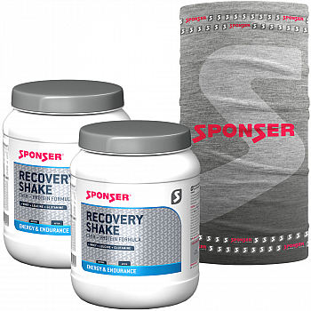 SPONSER Recovery Shake | 2 x 900 g Dose & Sponser Schlauchtuch