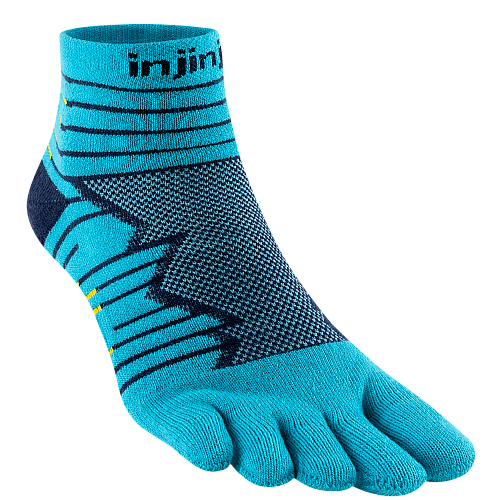 Injinji Ultra Run Mini-Crew Zehensocken | Pacific Blue | Mitteldick