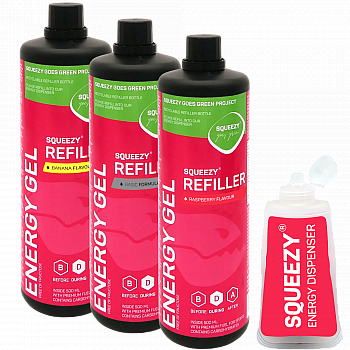 SQUEEZY Energy Gel Refiller | 3 x 500 ml | Mit Gelflasche