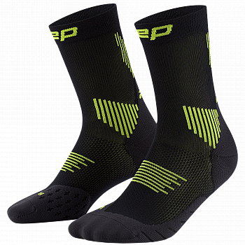 CEP Core Run 5.0 Mid Cut Compression Socks Herren | Black-Lime