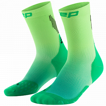 CEP Core Run 5.0 Mid Cut Compression Socks Herren | Green Lime Fade