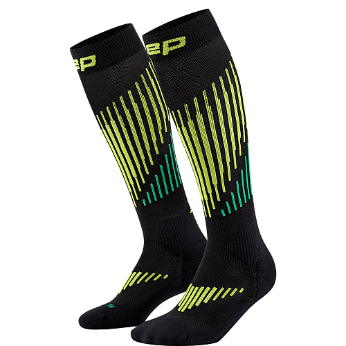 CEP Core Run Merino Compression Socks Herren | Black Lime