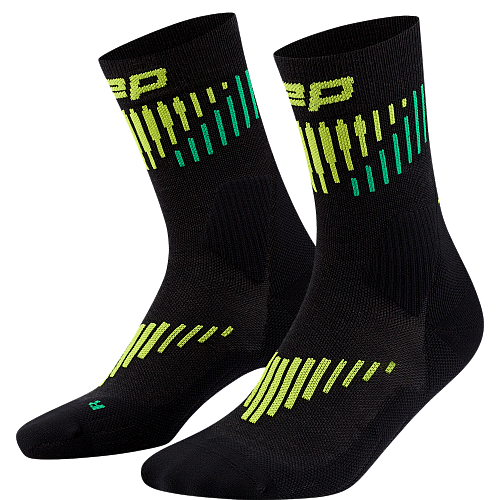 CEP Core Run Merino Mid Cut Compression Socks Herren | Black Lime