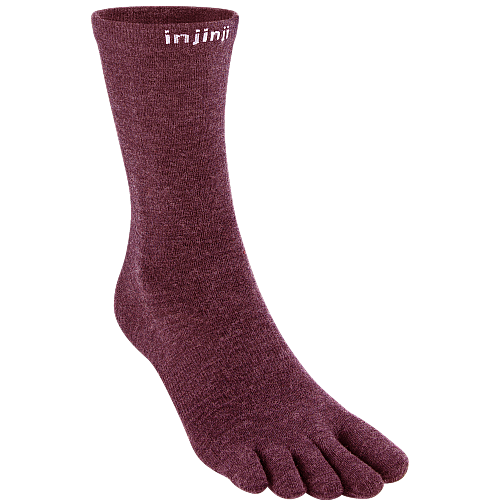 Injinji Liner Merino Crew Zehensocken | Garnet Red | Ultrad�nn