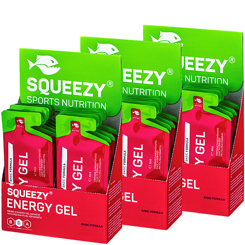 SQUEEZY Energy Gel Aktion | 3 Boxen � 12 Gels | MHD 30.06.2026