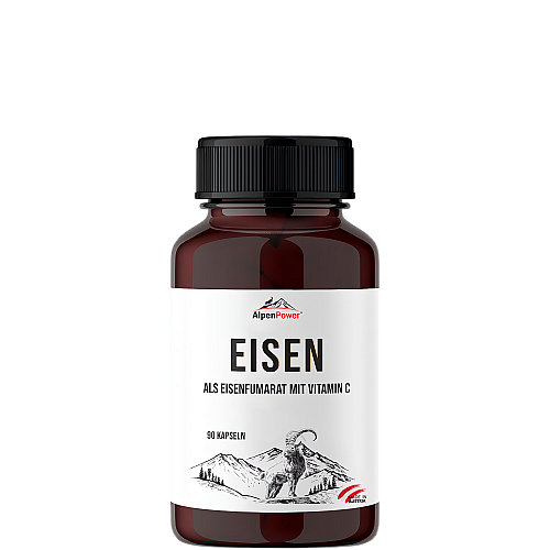 AlpenPower Eisen | Mit Vitamin C | 90 Kapseln | MHD 30.06.26