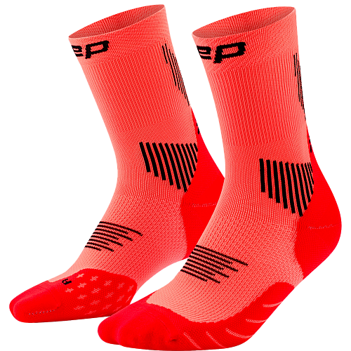 CEP Core Run 5.0 Mid Cut Compression Socks Herren | Neon Coral