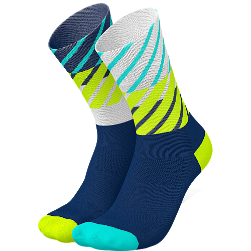 INCYLENCE Running High Cut Socks | Diagonals Navy Canary