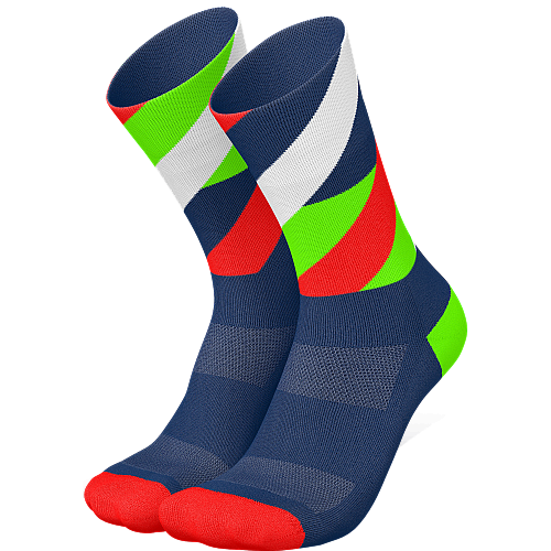 INCYLENCE Running High Cut Socks | Loops Navy Green Inferno