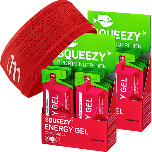 SQUEEZY Energy Gel | 2 x 12 Gels + Stirnband (WIDE)