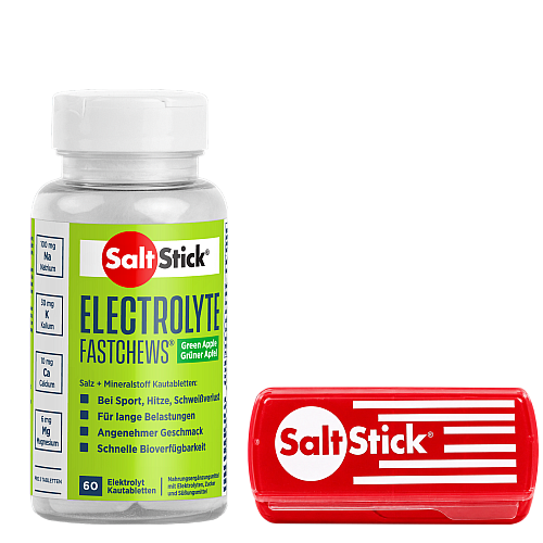 SALT STICK Fastchews | 60 Elektrolyte Kautabletten | Mit Transportbox