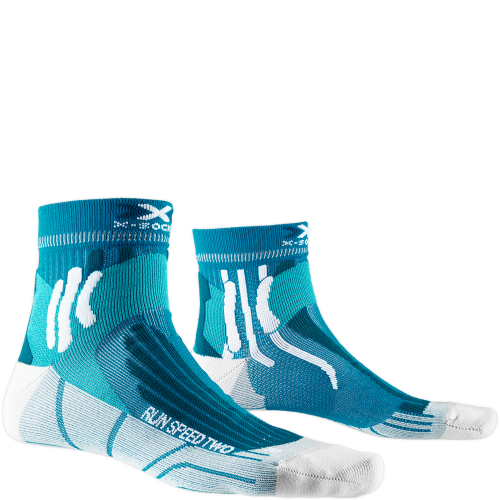 X-SOCKS Run Speed Two 4.0 Socken | Teal Blue Pearl Grey