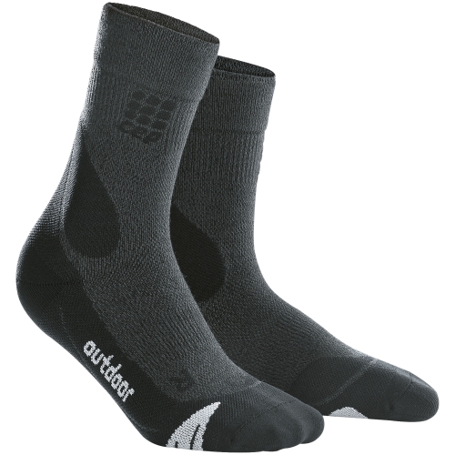 CEP Outdoor Merino Mid Cut Compression Socks Damen | Grey Black