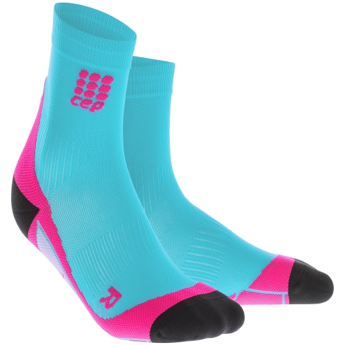 CEP Run 2.0 Short Cut Compression Socks Damen | Hawaii Blue Pink