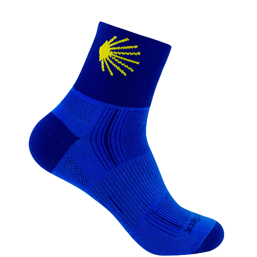 WRIGHTSOCK Stride Quarter | Jakobsweg Design Blue Royal | Mitteldick