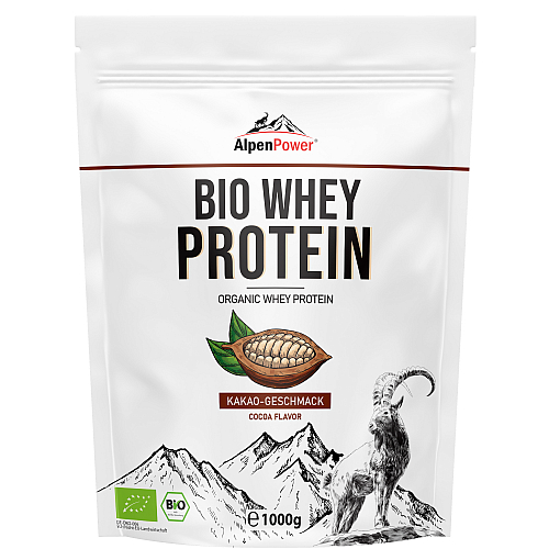 Alpenpower Bio Whey Protein 1000 g Beutel Kakao