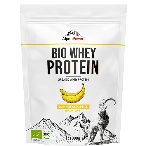 Alpenpower Bio Whey Protein 1000 g Beutel Banane