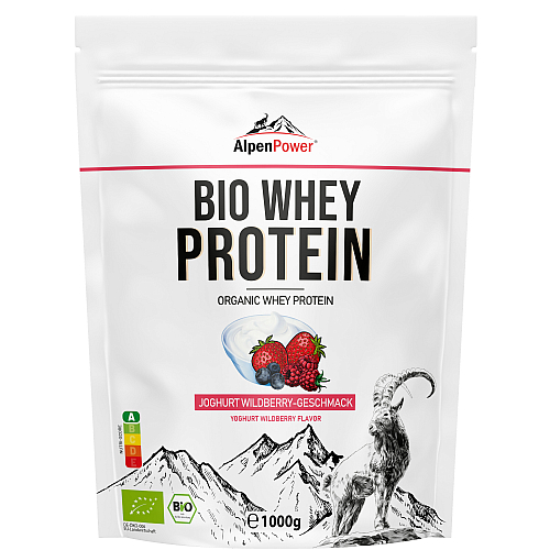 Alpenpower Bio Whey Protein 1000 g Beutel Wildbeere