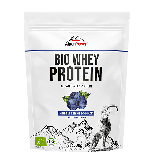 AlpenPower Bio Whey Protein Heidelbeere (500 g Beutel)