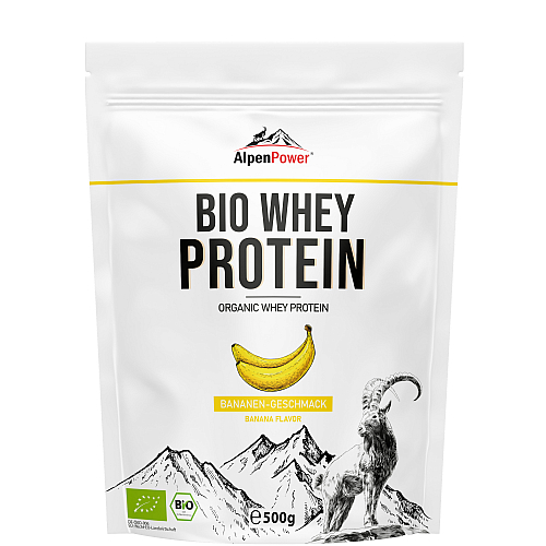 Alpenpower Bio Whey Protein 500 g Beutel Banane