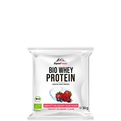 ALPENPOWER Bio Whey Protein 30 g Portionsbeutel Joghurt-Wildbeere