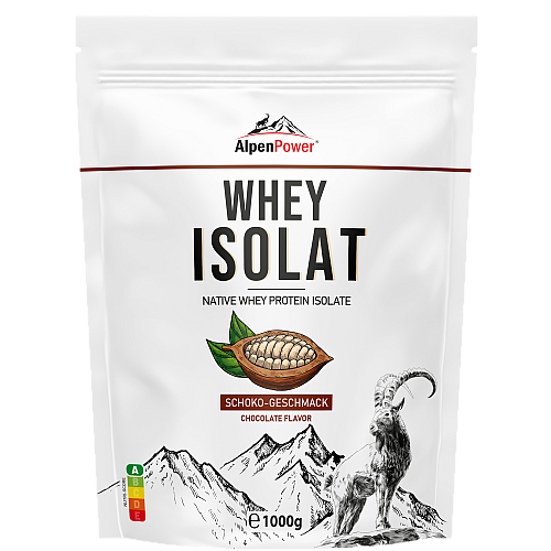AlpenPower Native Whey Isolat Protein Shake Schoko (1000 g Beutel)