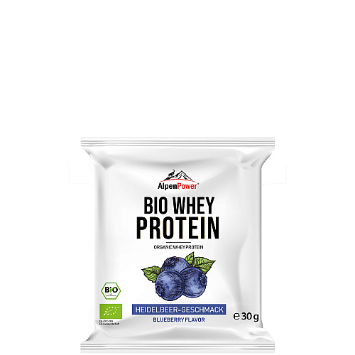 ALPENPOWER Bio Whey Protein 30 g Portionsbeutel Heidelbeere