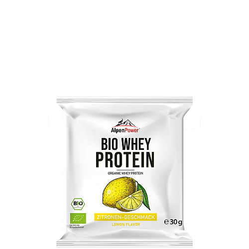 ALPENPOWER Bio Whey Protein 30 g Portionsbeutel Zitrone