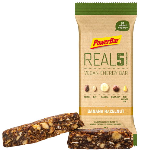 PowerBar REAL5 Vegan Energy Bar Banane-Haselnuss 65 g Riegel