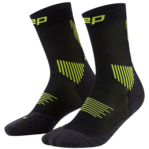 CEP Core Run 5.0 Mid Cut Compression Socks Herren | Black-Lime