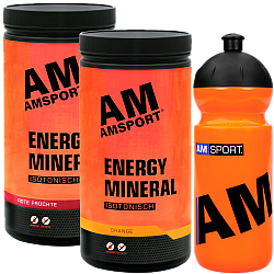 AMSPORT Energy Mineral Drink | 2 Dosen + Trinkflasche