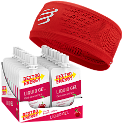 DEXTRO ENERGY Liquid Gel | 18 Gels + Stirnband (WIDE)